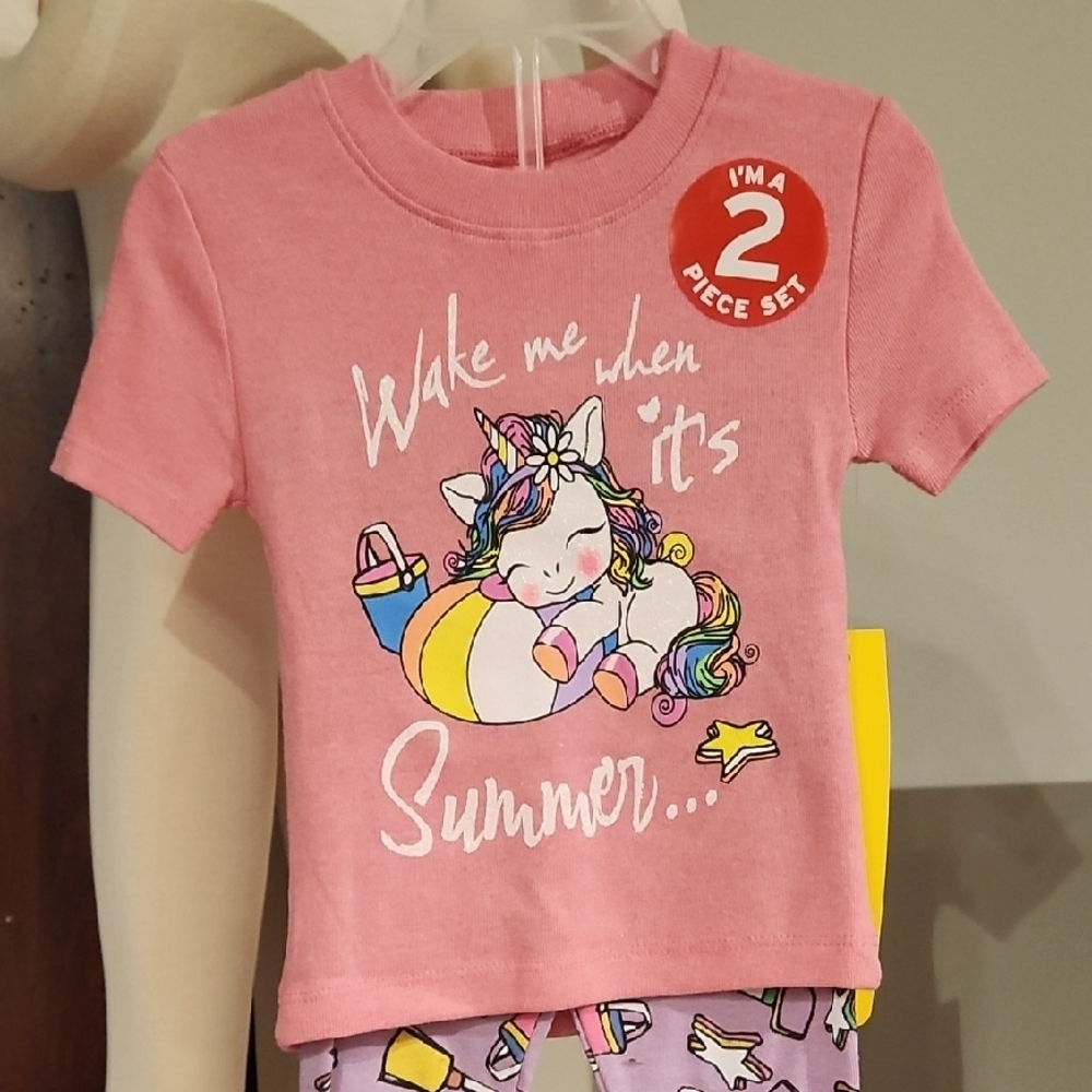 Kidgets Pink 2pc.  Unicorn Pajama Set